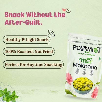 Fourmist Mint Makhana healthy roasted snack-gluten-free, vegan, light everyday snack.